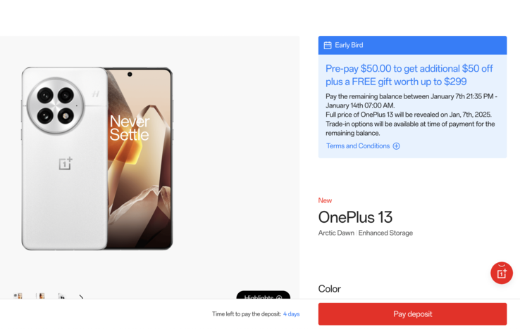 De OnePlus 13 vroegboekaanbieding. (Afbeeldingsbron: OnePlus)