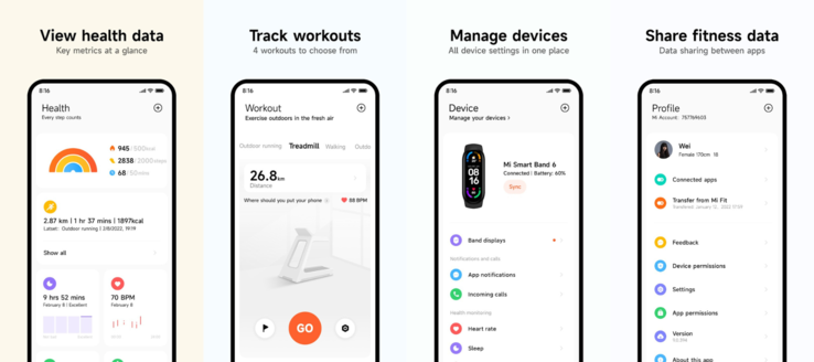 De oude Xiaomi Mi Fitness app. (Afbeeldingsbron: Xiaomi)