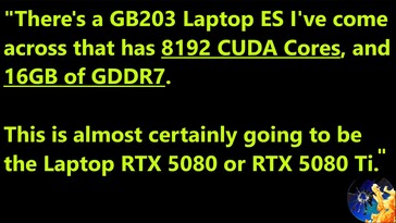 RTX 5080 laptopspecificaties gelekt. (Afbeeldingsbron: Moore's Law Is Dead)