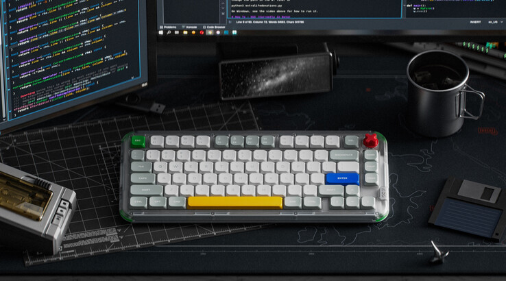 De NuPhy Kick75 Low heeft NuPhy's nSA-profiel keycaps in een transparante polycarbonaat behuizing. (Afbeeldingsbron: NuPhy)