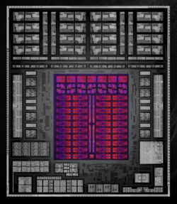 Ryzen AI Max+ 395 afbeelding, GPU in rood gemarkeerd (bron: AMD)