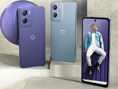 Motorola beschrijft de kleuren van de Moto E15 als Denim Blue, Misty Blue en Fresh Lavender. (Afbeeldingsbron: Motorola)