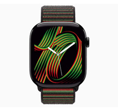 Apple horloge met Unity Rhythm wijzerplaat en zwarte Unity band (Afbeelding bron: Apple)