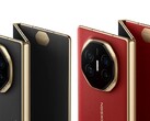 Huawei's Mate XT, gedetailleerd in donker zwart en 'Ruihong' kleuren, zoals getoond op de VMall pagina van het bedrijf. (Afbeeldingsbron: Huawei)