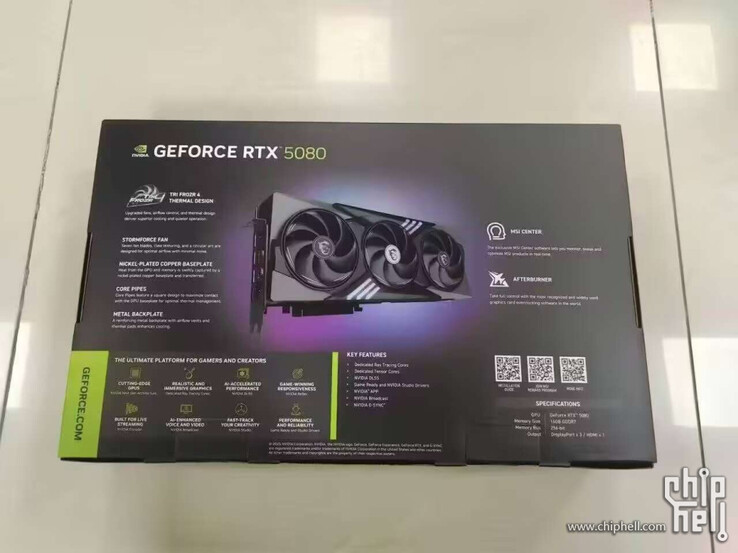 Nvidia GeForce RTX 5080 specificaties (bron: Chiphell)