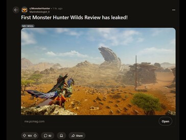 Monster Hunter Wilds Review lek Reddit post (Afbeelding bron: Monster Hunter subreddit)