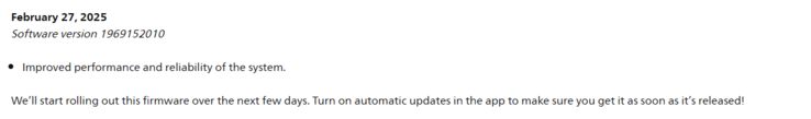 De release notes voor Philips Hue Bridge firmware versie 1969152010. (Afbeeldingsbron: Philips)