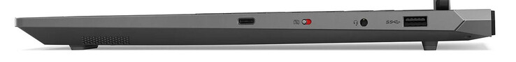 Rechterkant: USB 3.2 Gen 2 (USB-C; Power Delivery, DisplayPort), schakelaar voor webcam, audio-combo, USB 3.2 Gen 1 (USB-A)