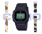 De Casio x Undefeated G-Shock DWE-5600UD-1, met de band in woestijncamouflage (links) en de band in boscamouflage (rechts). (Afbeeldingsbron: Casio)