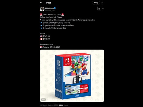 Uitgelekte foto van Switch OLED Mario Bros Wonder bundel (Afbeelding bron: billbil-kun X account)