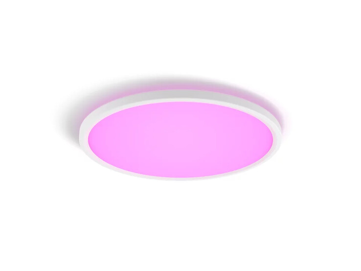 Het Philips Hue Tento ronde LED plafondpaneel, White en Color Ambiance, Wit frame, 42,1 cm. (Afbeeldingsbron: Philips Hue)