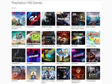 Sony PSVR 2 spelprogramma (Afbeelding Bron: PlayStation Store)