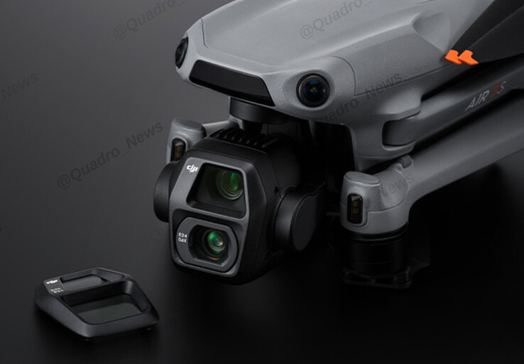 Eerder uitgelekte afbeelding van de DJI Air 3S dual-camera unit. (Afbeeldingsbron: @Quadro_News op X/Twitter)